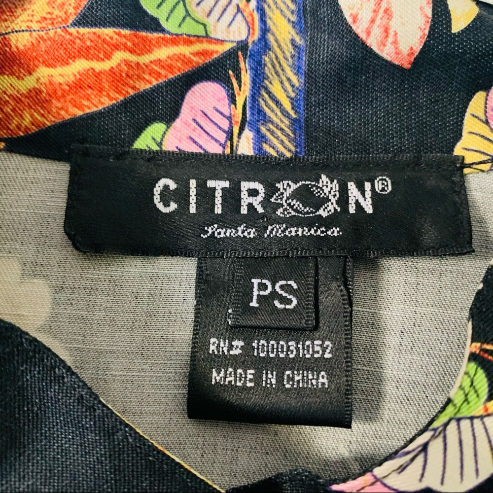 Citron Petite Oriental Bird Embroidered Button Top - Picture 3 of 7